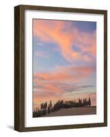 Farmhouse and Cypress Trees at Sunset, Tuscany, Italy-Peter Adams-Framed Photographic Print