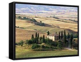 Farmhouse and Cypress Trees in the Early Morning, San Quirico d'Orcia, Tuscany, Italy-Ruth Tomlinson-Framed Stretched Canvas