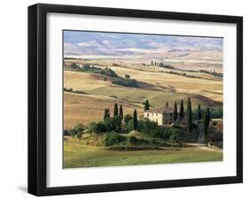 Farmhouse and Cypress Trees in the Early Morning, San Quirico d'Orcia, Tuscany, Italy-Ruth Tomlinson-Framed Premium Photographic Print