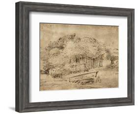 Farmhouse Beneath Trees, with a Footbridge, C.1650-Rembrandt van Rijn-Framed Giclee Print