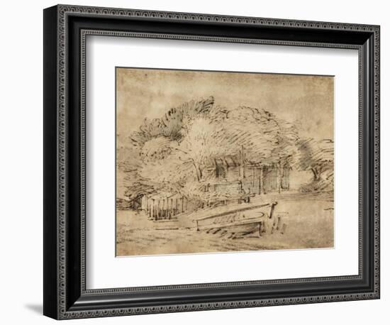 Farmhouse Beneath Trees, with a Footbridge, C.1650-Rembrandt van Rijn-Framed Giclee Print