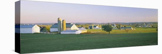 Farmhouse in a Field, Amish Farms, Lancaster County, Pennsylvania, USA-null-Stretched Canvas