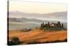 Farmhouse in Rolling Tuscan Landscape at Dawn-Gary Yeowell-Stretched Canvas