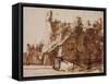 Farmhouse in Sunlight-Rembrandt van Rijn-Framed Stretched Canvas