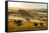 Farmhouse in Val D'orcia after Sunset, Tuscany, Italyd'orcia after Sunset, Tuscany, Italy-fisfra-Framed Stretched Canvas