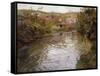 Farmhouses on the Banks of a Stream-Thaulow Frits-Framed Stretched Canvas