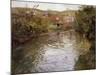 Farmhouses on the Banks of a Stream-Thaulow Frits-Mounted Giclee Print