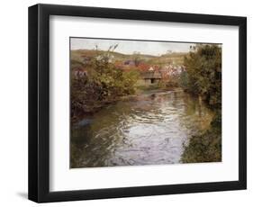 Farmhouses on the Banks of a Stream-Thaulow Frits-Framed Premium Giclee Print