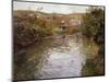 Farmhouses on the Banks of a Stream-Fritz Thaulow-Mounted Giclee Print