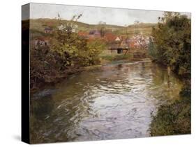 Farmhouses on the Banks of a Stream-Fritz Thaulow-Stretched Canvas