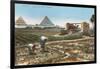 Farming by the Nile, Pyramids, Egypt-null-Framed Art Print