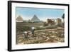 Farming by the Nile, Pyramids, Egypt-null-Framed Art Print