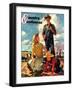 "Farming Family," Country Gentleman Cover, April 1, 1943-George Rapp-Framed Giclee Print