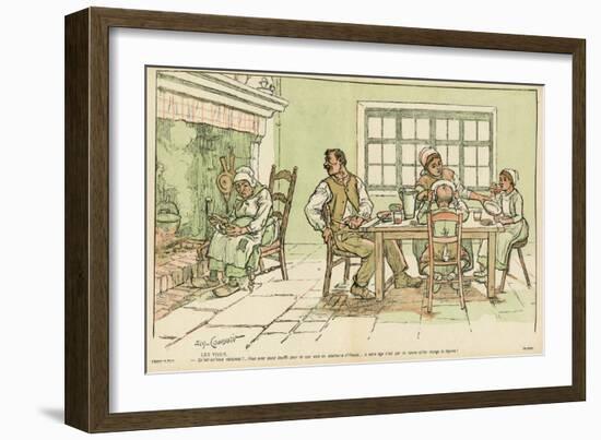 Farming Family Dine-Eugene Courboin-Framed Art Print