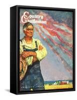 "Farming for the War Effort," Country Gentleman Cover, June 1, 1945-Benton Clark-Framed Stretched Canvas