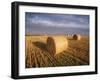 Farming Round Straw Bales on Stubble-Anthony Harrison-Framed Photographic Print