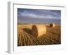 Farming Round Straw Bales on Stubble-Anthony Harrison-Framed Photographic Print