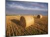 Farming Round Straw Bales on Stubble-Anthony Harrison-Mounted Photographic Print
