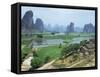 Farmland and Rock Formations of Guangxi, Guilin Province, China-Anthony Waltham-Framed Stretched Canvas