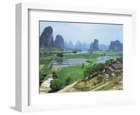 Farmland and Rock Formations of Guangxi, Guilin Province, China-Anthony Waltham-Framed Photographic Print