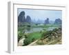 Farmland and Rock Formations of Guangxi, Guilin Province, China-Anthony Waltham-Framed Photographic Print