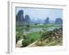 Farmland and Rock Formations of Guangxi, Guilin Province, China-Anthony Waltham-Framed Photographic Print