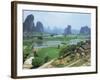 Farmland and Rock Formations of Guangxi, Guilin Province, China-Anthony Waltham-Framed Photographic Print