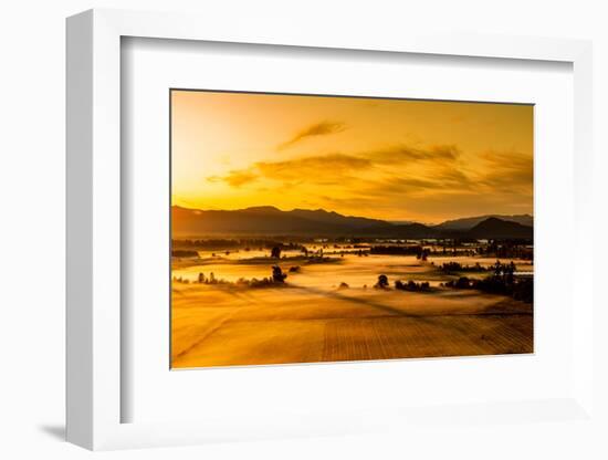 Farmland in Auburn at sunset, Washington State, USA-Laura Grier-Framed Photographic Print