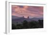 Farmland in Chapada Diamantina National Park with Mist from Cachaca Smoke at Sunset-Alex Saberi-Framed Photographic Print