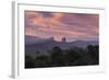 Farmland in Chapada Diamantina National Park with Mist from Cachaca Smoke at Sunset-Alex Saberi-Framed Photographic Print