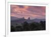 Farmland in Chapada Diamantina National Park with Mist from Cachaca Smoke at Sunset-Alex Saberi-Framed Photographic Print