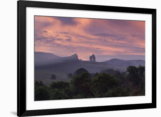 Farmland in Chapada Diamantina National Park with Mist from Cachaca Smoke at Sunset-Alex Saberi-Framed Photographic Print