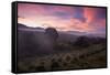 Farmland in Chapada Diamantina National Park with Mist from Cachaca Smoke at Sunset-Alex Saberi-Framed Stretched Canvas