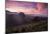 Farmland in Chapada Diamantina National Park with Mist from Cachaca Smoke at Sunset-Alex Saberi-Mounted Photographic Print