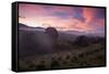 Farmland in Chapada Diamantina National Park with Mist from Cachaca Smoke at Sunset-Alex Saberi-Framed Stretched Canvas