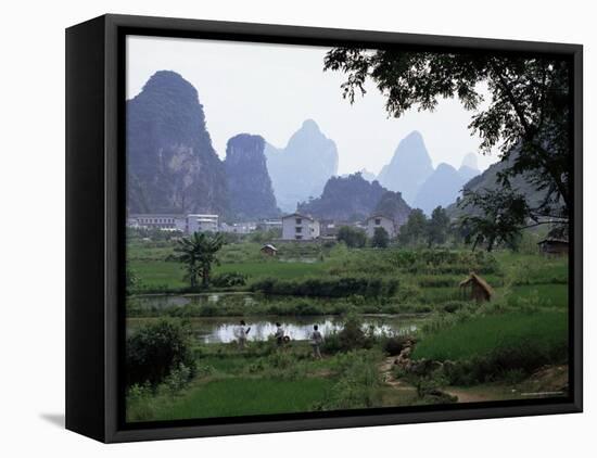 Farmland on Edge of Town, Among the Limestone Towers, Yangshuo, Guangxi, China-Tony Waltham-Framed Stretched Canvas