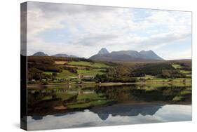 Farms Along the Shores of Balsfjord, Troms, North Norway, Norway, Scandinavia, Europe-David Lomax-Stretched Canvas