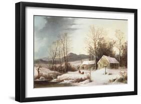 Farmstead in Winter, 1860-Frederic Edwin Church-Framed Giclee Print