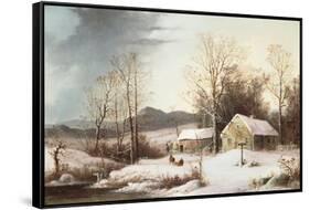 Farmstead in Winter, 1860-Frederic Edwin Church-Framed Stretched Canvas
