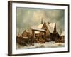 Farmstead in winter-Carl Julius von Leypold-Framed Giclee Print