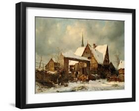 Farmstead in winter-Carl Julius von Leypold-Framed Giclee Print