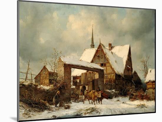 Farmstead in winter-Carl Julius von Leypold-Mounted Giclee Print