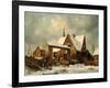 Farmstead in winter-Carl Julius von Leypold-Framed Giclee Print