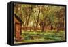 Farmstead under Trees-Thomas Ludwig Herbst-Framed Stretched Canvas