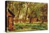 Farmstead under Trees-Thomas Ludwig Herbst-Stretched Canvas