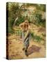 Farmwoman Digging-Camille Pissarro-Stretched Canvas