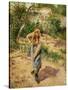 Farmwoman Digging-Camille Pissarro-Stretched Canvas