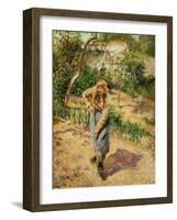 Farmwoman Digging-Camille Pissarro-Framed Giclee Print