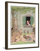 Farmyard Animals Rejoicing at Discomfiture of Grognard, Illustration for 'Placide et Gedeon' 1926-Benjamin Rabier-Framed Giclee Print