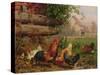 Farmyard Chickens-Carl Jutz-Stretched Canvas